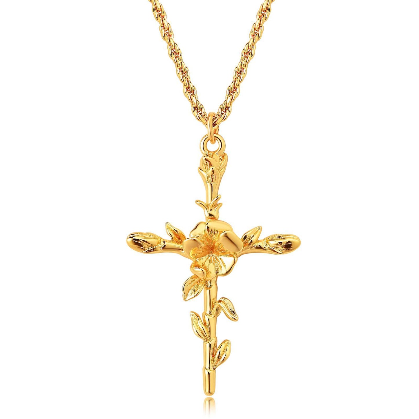 Flower Necklace Cross Necklace Three-dimensional