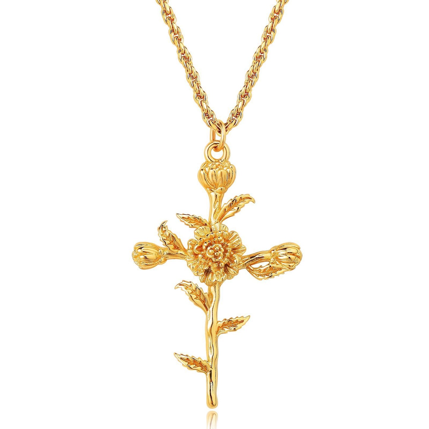 Flower Necklace Cross Necklace Three-dimensional