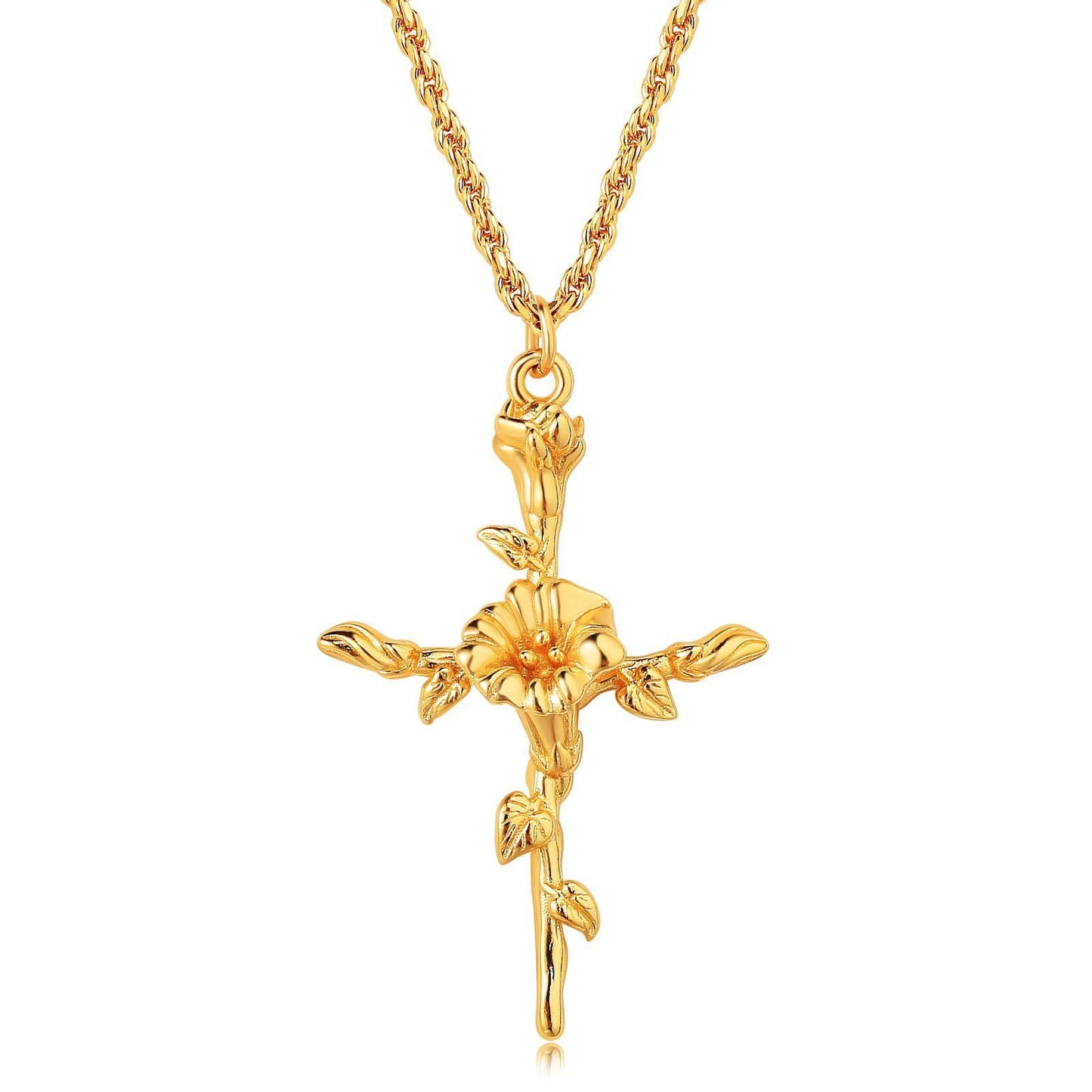 Flower Necklace Cross Necklace Three-dimensional