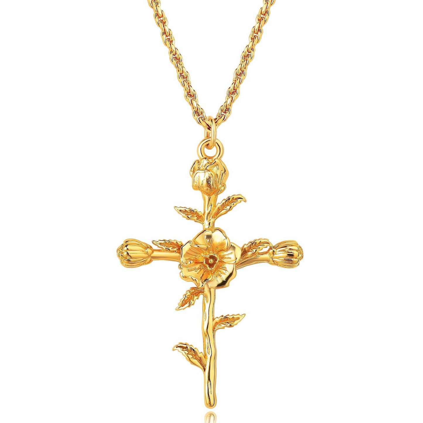 Flower Necklace Cross Necklace Three-dimensional