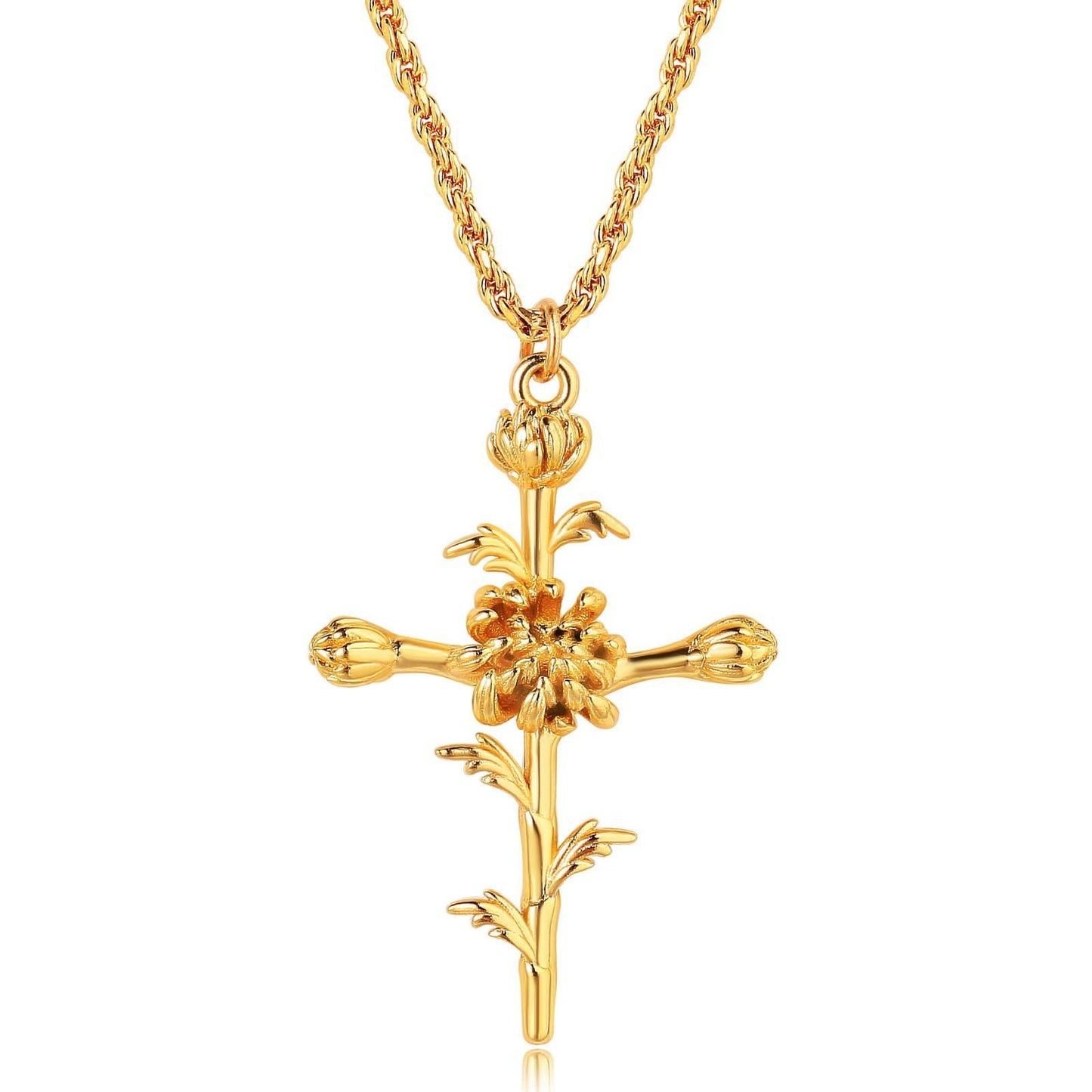 Flower Necklace Cross Necklace Three-dimensional