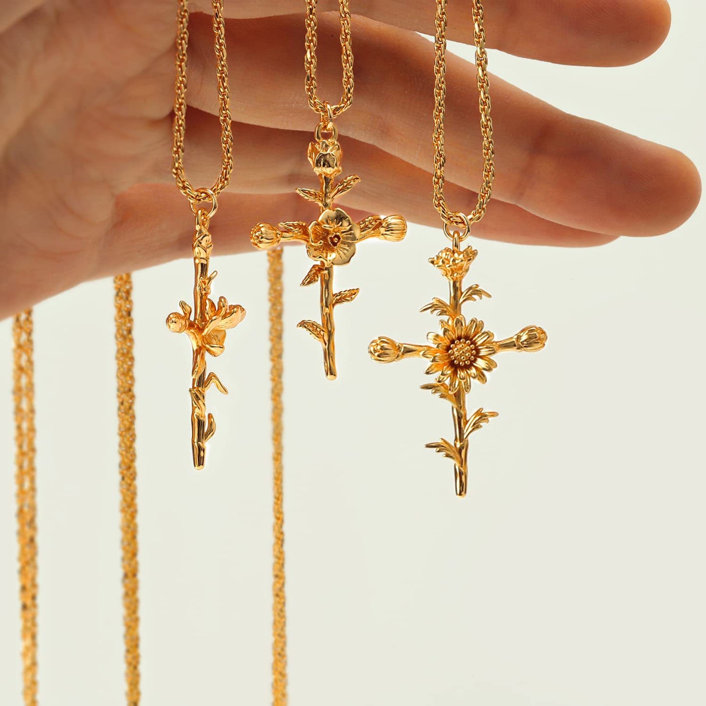 Flower Necklace Cross Necklace Three-dimensional