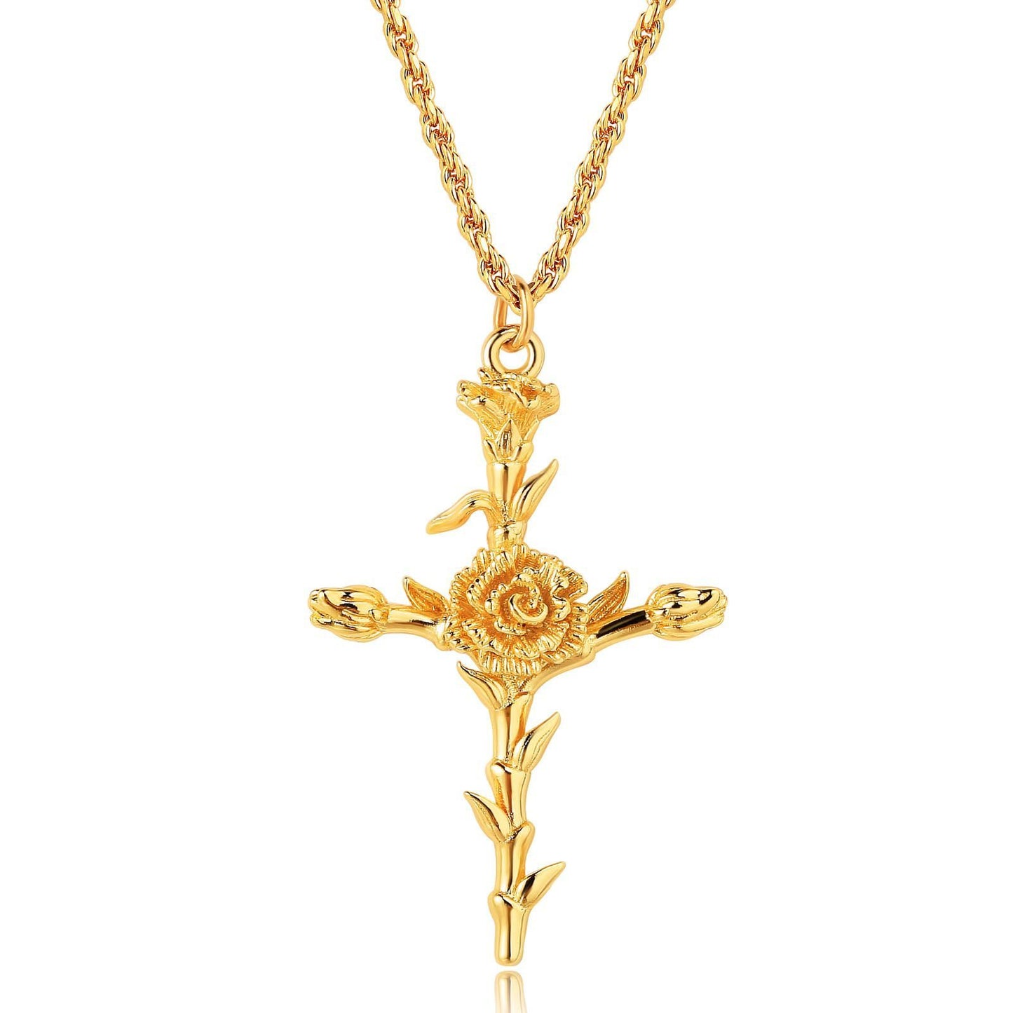 Flower Necklace Cross Necklace Three-dimensional